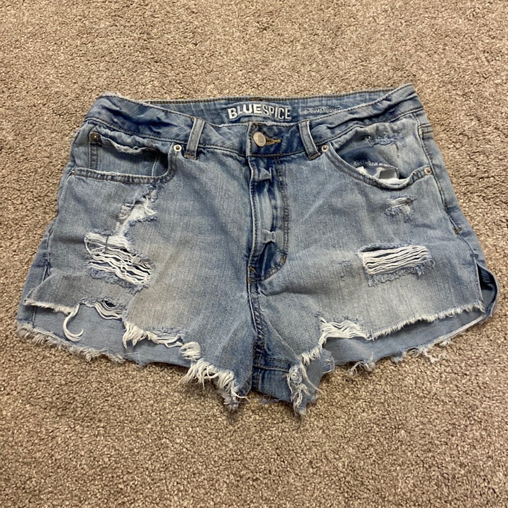 High waisted jean shorts